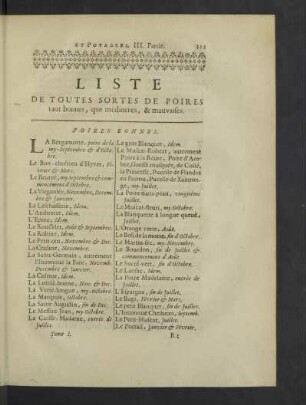 Liste de toutes sortes de poires tant bonnes