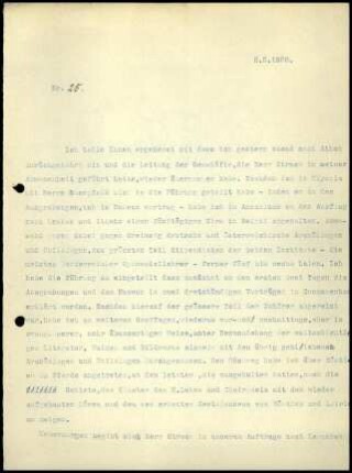 Bericht des zweiten Sekretars an die Zentral-Direktion