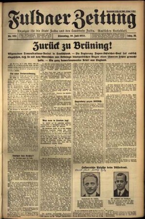 Ausgabe vom Dienstag, den 19. Juli 1932.