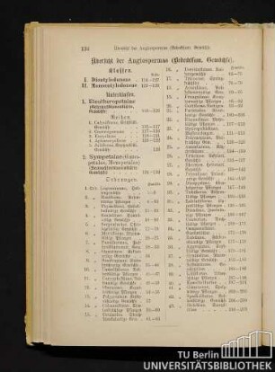 Übersicht der Angiospermae (Bedecktsam. Gewächse).