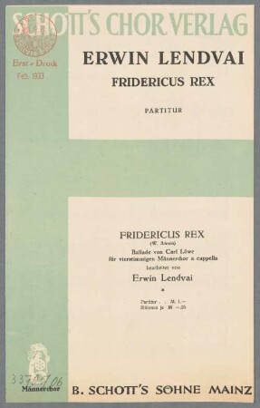 Fridericus Rex : für vierstimmigen Männerchor a cappella