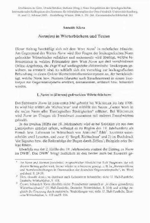 Norm(en) in Wörterbüchern und Texten