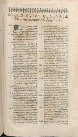 Series Hvivs Centvriæ Decisionum, earumque Argumenta