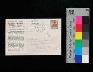 Nachrichten über den Reiseverlauf an die Familie in Hamburg - Weltreisen der Hamburg-Amerika Linie.- Telegramm des Vertreters der Hamburg-Amerika Linie an Bord des Dampfers "Cleveland".