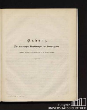 Anhang. Die monatlichen Verrichtungen im Blumengarten.