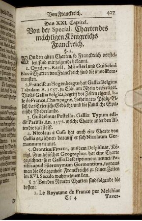 Das XXI. Capitel. Von den Special-Charten des mächtigen Königreichs Franckreich.