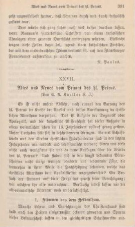331-346 Altes und Neues vom Primat des hl. Petrus