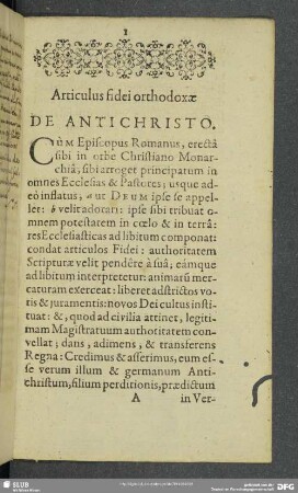 Articulus fidei orthodoxae De Antichristo