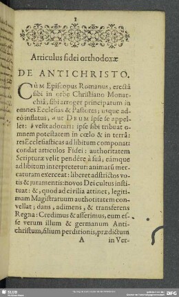 Articulus fidei orthodoxae De Antichristo