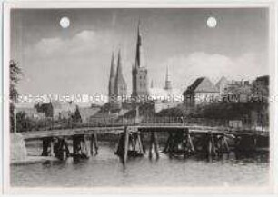 Lübeck, Dankwartsbrücke, Kirche St. Marien und Kirche St. Petri