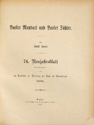 Basler Mundart und Basler Dichter