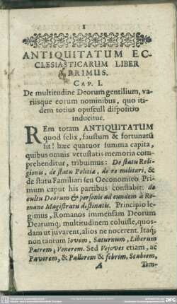 Cap. I. De multitudine Deorum gentilium, variisque eorum nominibus, quo itidem totius opuseull dispositio inducitur