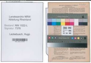 Entnazifizierung Hugo Leckebusch , geb. 26.04.1916 (Schriftsetzer)