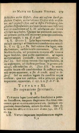 Titulus XI. De cognatione spirituali.