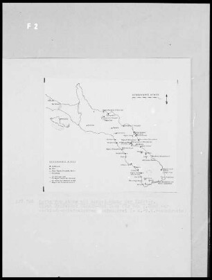 Landkarte der Halbinsel Athos mit Einzeichnung der Klöster