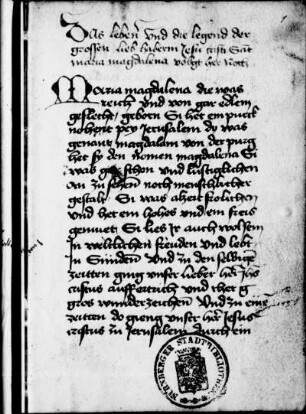 Legende der hl. Maria Magdalena
