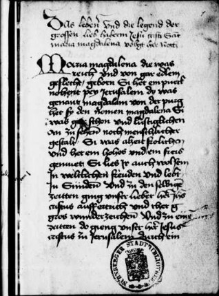 Legende der hl. Maria Magdalena