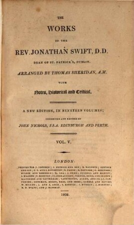 The Works of Jonathan Swift, 5