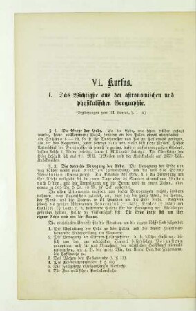 VI. Kursus