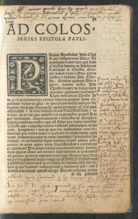 Ad Colossenses Epistola Pauli.