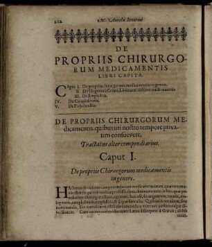 De Propriis Chirurgorum Medicamentis.
