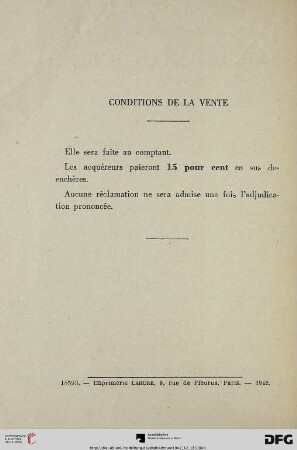 Conditions de la vente