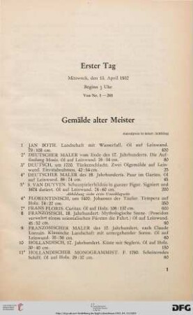 Gemälde Alter Meister (Nr. 1-30)