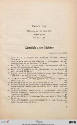 Gemälde Alter Meister (Nr. 1-30)