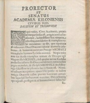 Prorector Et Senatus Academiæ Kiloniensis Civibus Suis. Salutem Et Triumphos!