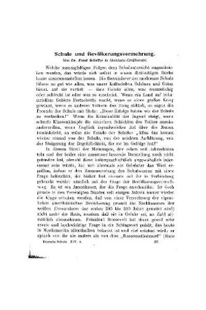Schule und Bevölkerungsvermehrung