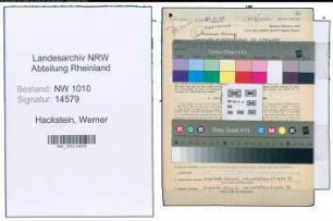 Entnazifizierung Werner Hackstein , geb. 11.08.1920 (Verw.Angestellter)