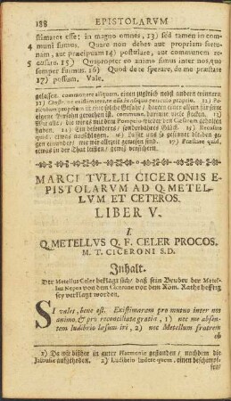 Epistolarum Ciceronis Liber V.
