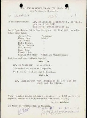 Hornberger, Friedrich, Dr.