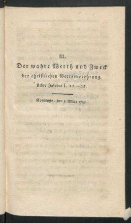 III. Der wahre Werth und Zweck der christlichen Gottesverehrung