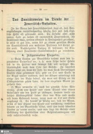 Das Sanitätswesen im Dienste der Feuerlösch-Anstalten