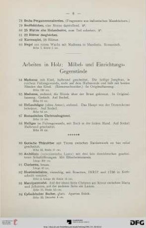 Arbeiten in Holz, Möbel- und Einrichtungsgegenstände (Nr. 84-155)