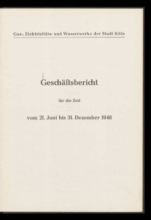 Geschäftsbericht / 1948