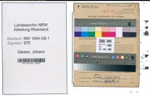 Entnazifizierung Johann Giesen , geb. 02.04.1901 (Kalkulator)