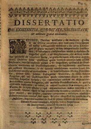 S. Augustinus sanctae Vocationis Exaltator : Disputatio dogmatica. 3. (1721)