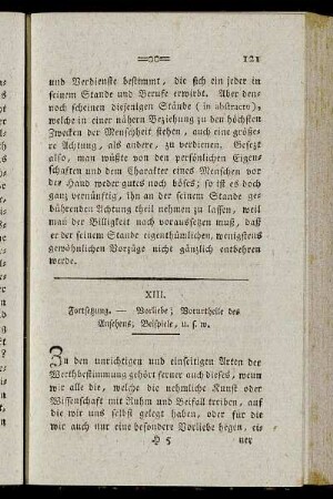 XIII. Fortsetzung. - Vorliebe; Vorurtheile des Ansehens; Beispiele, u.s.w.