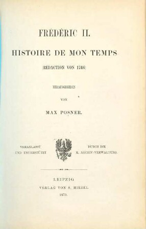 Histoire de mon temps : (Redaction von 1746)