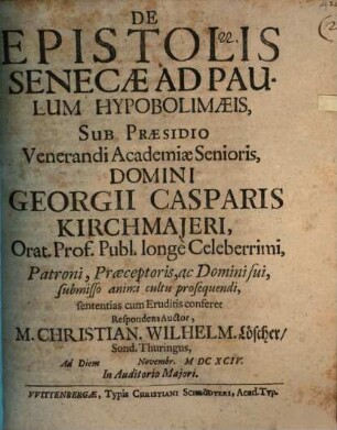 De epistolis Senecae ad Paulum hypobolimaeis