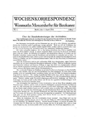 1.1914/15: Wasmuths Monatshefte für Baukunst und Städtebau