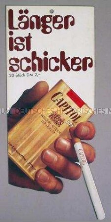 Werbeschild (beidseitig) mit Werbeaufdruck für "CAPITOL"-Zigaretten