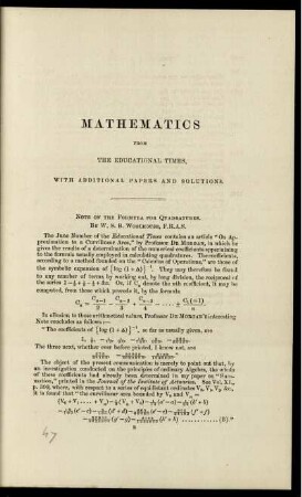 Mathematics from the educational times. [1808. - 2239.]