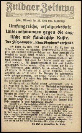 Erste Ausgabe vom Mittwoch, den 26. April 1916.