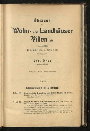 Inhaltsverzeichnis zur 5. Lieferung
