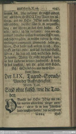 Der LIX. Tugend-Spruch, Von der Auffrichtigkeit