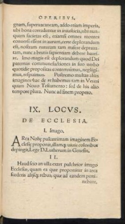 IX. Locus. De Ecclesia.