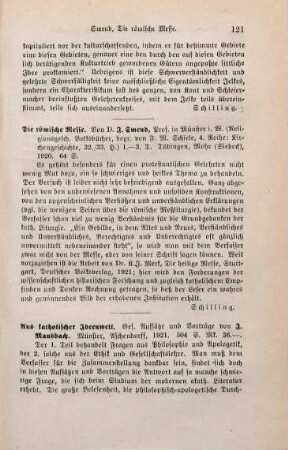 121-122 [Rezension] Mausbach, Joseph, Aus katholischer Ideenwelt